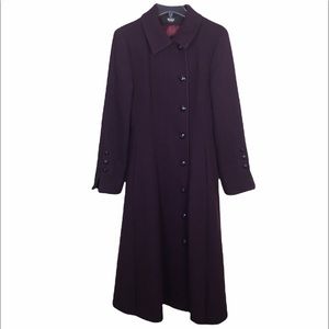 Vintage plum wool maxi frock coat